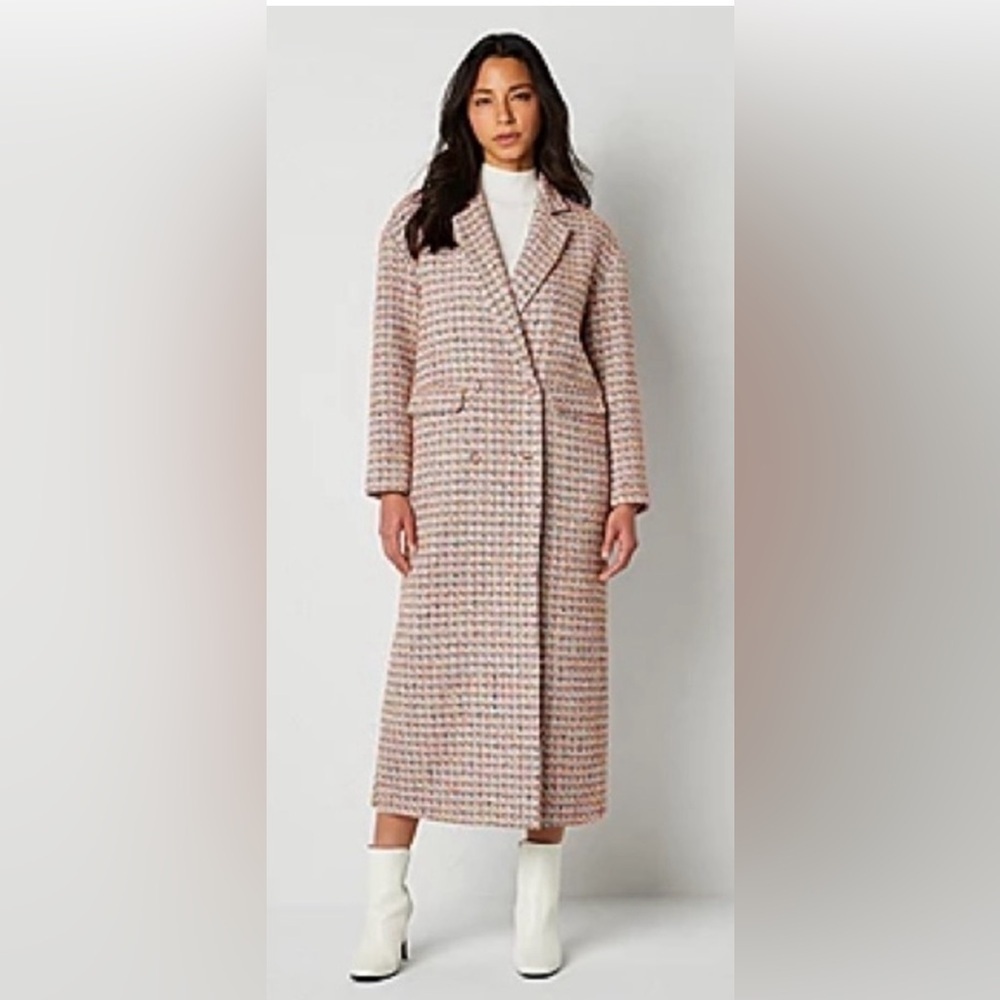 NEW- Worthington - Jason Bolden Women’s Mid-weight Trench Coat in Pink Multi